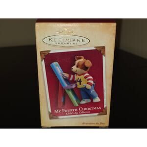 2004 Hallmark Keepsake "My Fourth Christmas " Ornament Dog & Memory Card